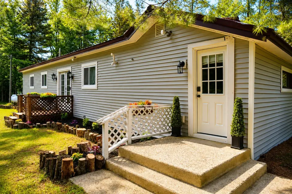 Milligan Vacation Homes exterior surrounded by Northern Michigan woods